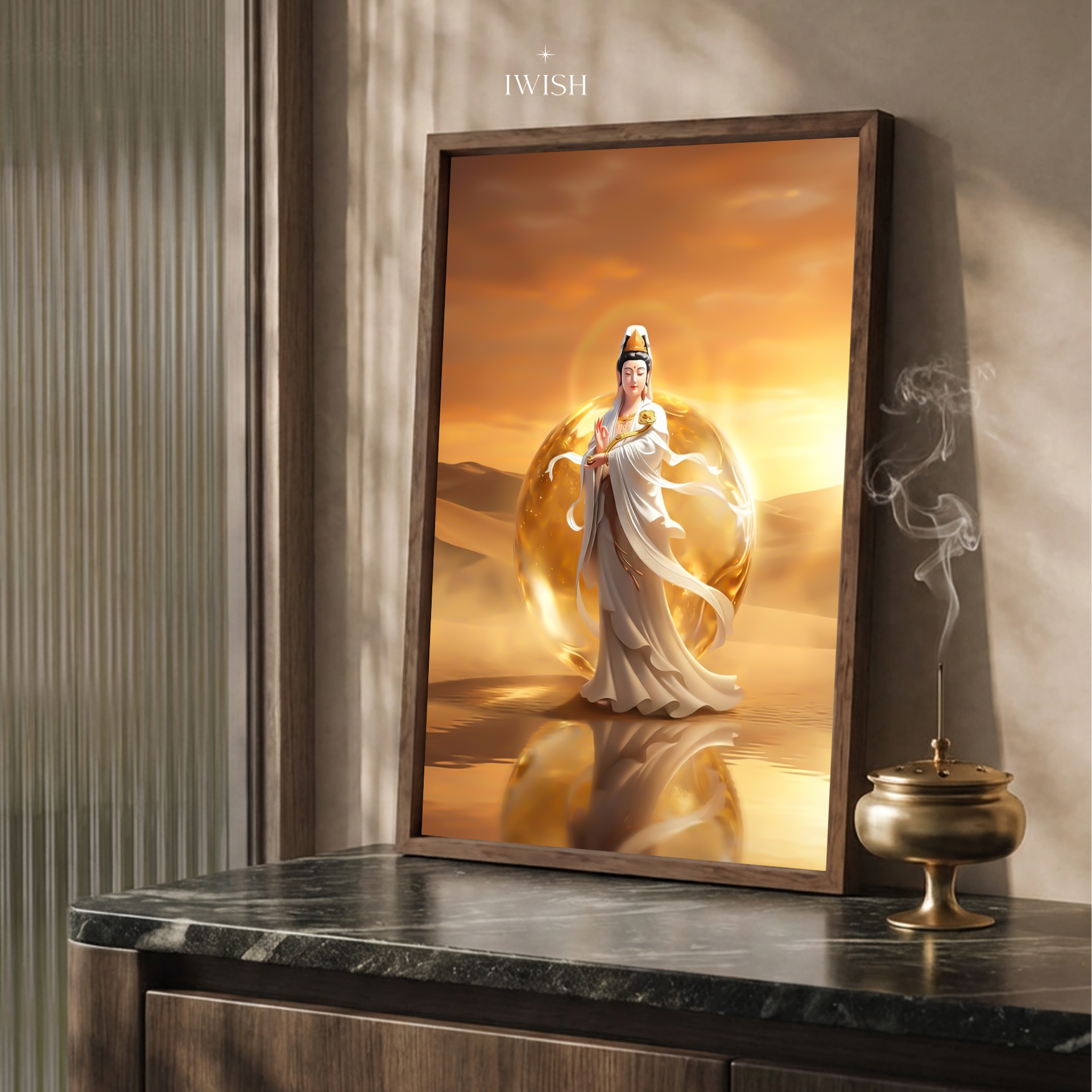 ภาพบูชาพระโพธิสัตว์กวนอิมถือยู่อี่ ✦ Sacred Guanyin Image with Ruyi